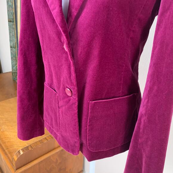 Vintage Rafaella Size 8 Velvet Blazer Jacket Berry Wine Button Work Holiday - Picture 5 of 10
